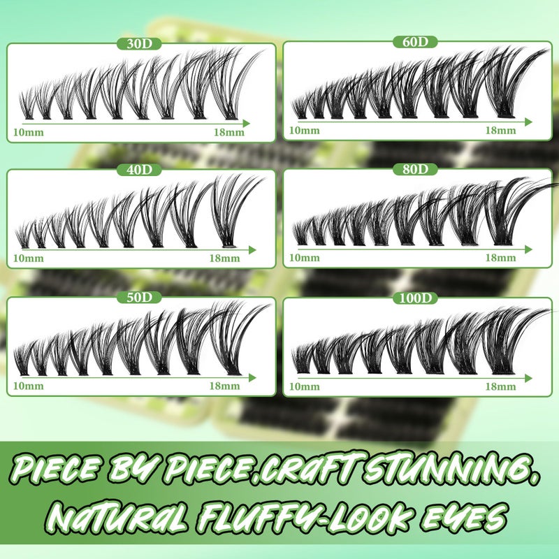 Gmagictobo Lash Clusters Cat Eye Lash Clusters Kit Volume DIY Individual Lashes Clusters Lash Extension Kit 530Pcs Thin Band Wispy Lash Clusters Lash Bond and Seal Lash Tweezers - Image 5