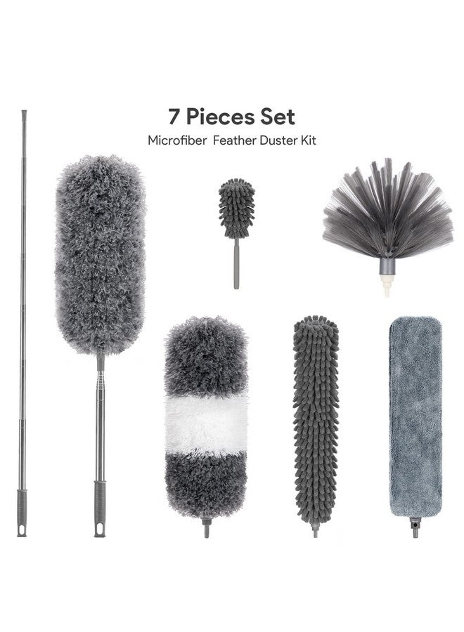 DELUX Microfiber Feather Duster,7 PCS Reusable Bendable Washable Cobweb Duster with 100 inches Extra Long Extension Pole for Cleaning Ceiling Fan, High Ceiling, Blinds, Furniture & Cars - Image 2