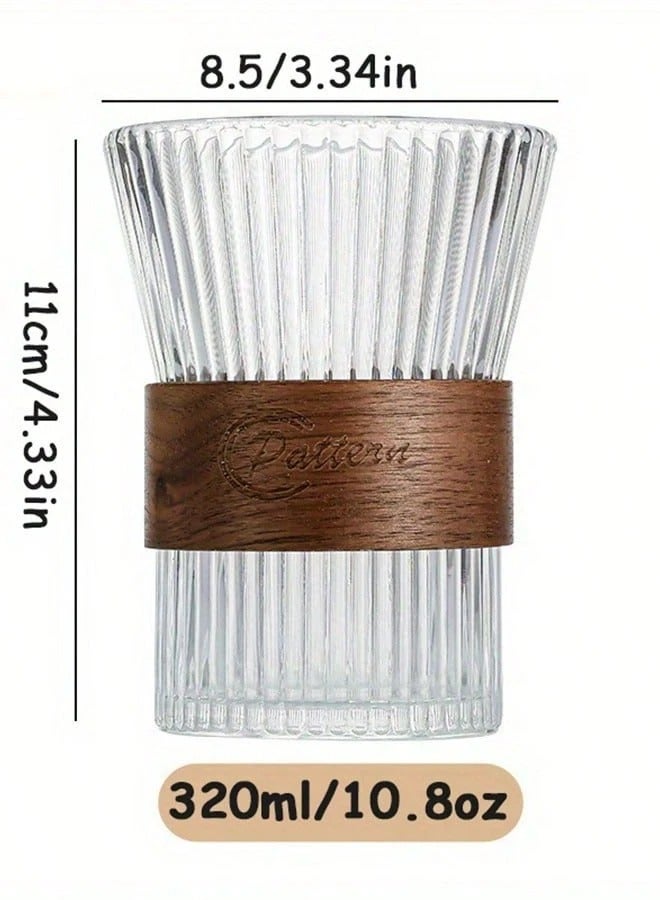 كوب قهوة من زجاج البورسليكات العالي مع حلقة عزل خشبية | زجاج مقاوم للحرارة والانفجار بسعة 330 مل للقهوة والشاي والعصير والمزيد | كوب زجاجي متين مصنوع يدويًا للاستخدام في المنزل والمكتب والمطاعم - Image 5