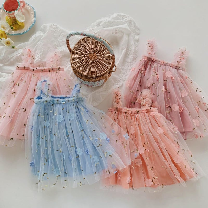 BGFKS Layered Tulle Tutu Dress for Toddler Girls,Baby Girl Rainbow Tutu Princess Skirt Set with Flower Headband.(Flower Dusty Rose,18 Months) - Image 5