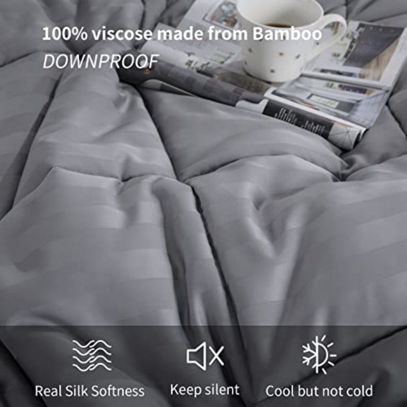 Lightweight Cooling Comforter Size, 100% Rayon Derived from Bamboo Shell Down Alternative Duvet Insert, Soft Summer Comforter for Hot Sleepers, 8 Corner Tabs - Image 4