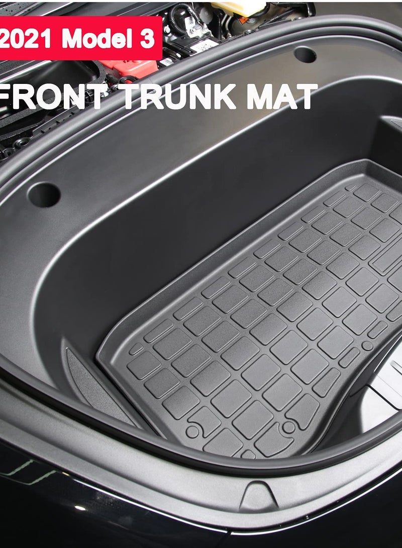 حصيرة صندوق أمامي ثقيلة لجميع الأحوال الجوية لسيارة تسلا موديل 3 (2021-2022) - مضادة للغبار، عديمة الرائحة، مقاومة للخدوش لحماية قصوى. - Image 2