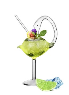 SYOSI Cocktail Glass 1 Set Cocktail Wine Glass 6oz 175ml Unique Champagne Coupe Glass Swan Shape Martini Goblet Cups for Juice Martini Tequila Glassware for KTV Home Bar Club Clear  - Image 1