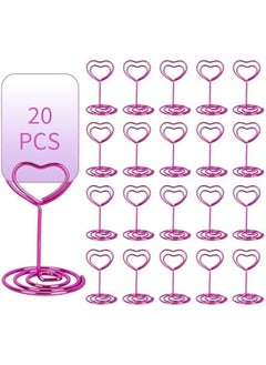 Generic 20pcs Mini Place Card Holders, Heart Place Table Number Holders, Table Card Holders for Photos, Food Signs, Memo Notes, Weddings, Restaurants, Birthdays (Pink)  - Image 1