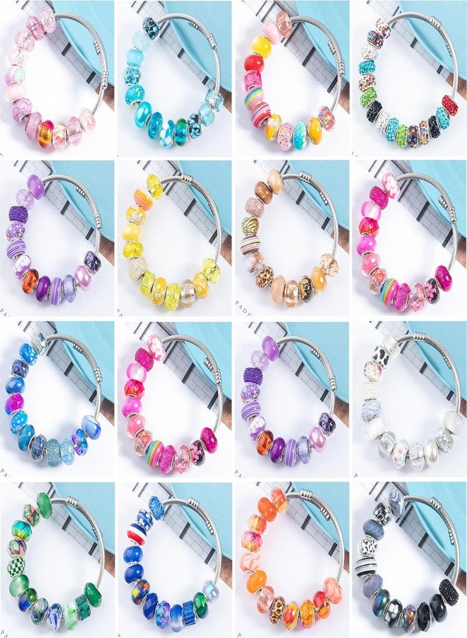 EXWAY 220 Pieces European Large Hole Beads, Assorted European Craft Beads Mixed Color Rhinestone Lampwork Beads Large Hole Spacer Beads for DIY Charms Bracelet Necklace Earring Jewelry Making Supplies - Image 4