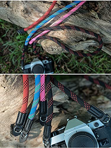 Eorefo Camera Strap Vintage 100cm Nylon Climbing Rope Camera Neck Shoulder Strap for Micro Single and DSLR Camera (Black/Red) - Image 4