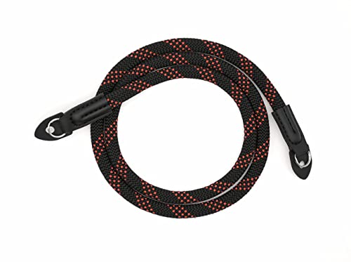 Eorefo Camera Strap Vintage 100cm Nylon Climbing Rope Camera Neck Shoulder Strap for Micro Single and DSLR Camera (Black/Red) - Image 2