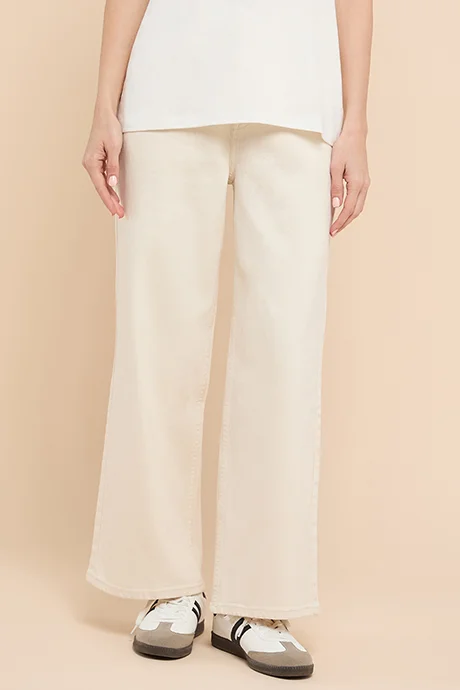 R&b Solid Flared Jeans with Button Closure