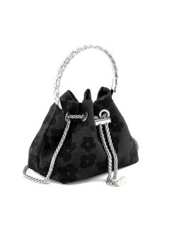 Ayliss Women Evening Handbag Mini Clutch Rhinestone Pouch Crossbody Handbag Purse Top Handle Floral Shoulder Bag Prom (Miniblack)  - Image 4