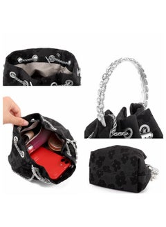 Ayliss Women Evening Handbag Mini Clutch Rhinestone Pouch Crossbody Handbag Purse Top Handle Floral Shoulder Bag Prom (Miniblack)  - Image 5