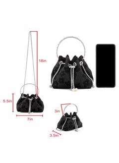 Ayliss Women Evening Handbag Mini Clutch Rhinestone Pouch Crossbody Handbag Purse Top Handle Floral Shoulder Bag Prom (Miniblack)  - Image 2
