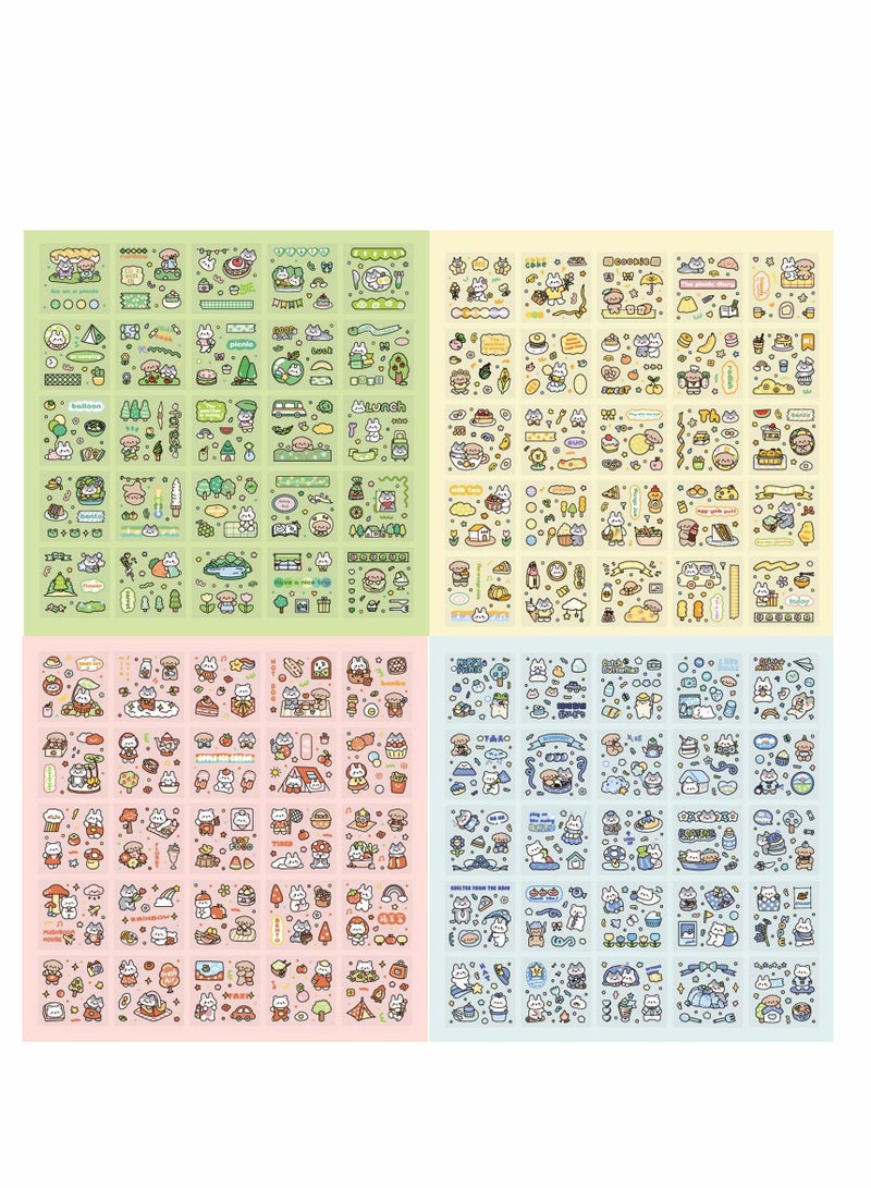 Excefore Cartoon Animals Picnic Scrapbook Stickers Set, 100 Sheets PVC Cute Rabbits Dog Forest Travel Theme Stickers for DIY Decoration, Scrapbook, Laptop, Dairy Decoration, Bullet Journals  - Image 2