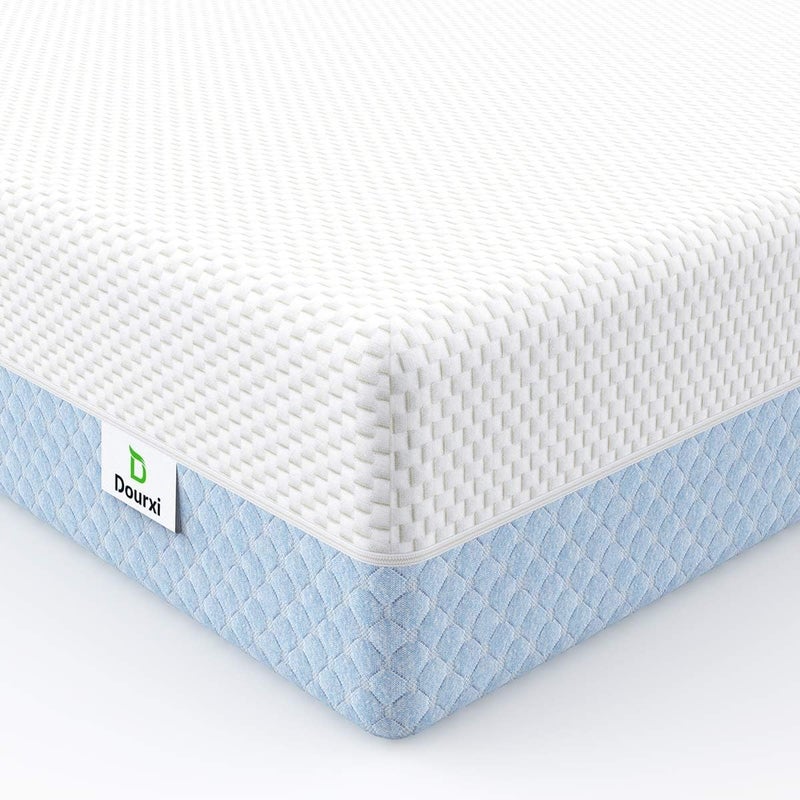 Dourxi Dourxi Crib Mattress Dual Sided Comfort Memory Foam Toddler Bed Mattress TripleLayer Breathable Premium Baby Mattresses for Infant and Toddler wRemovable Outer Cover  WhiteBlue 
