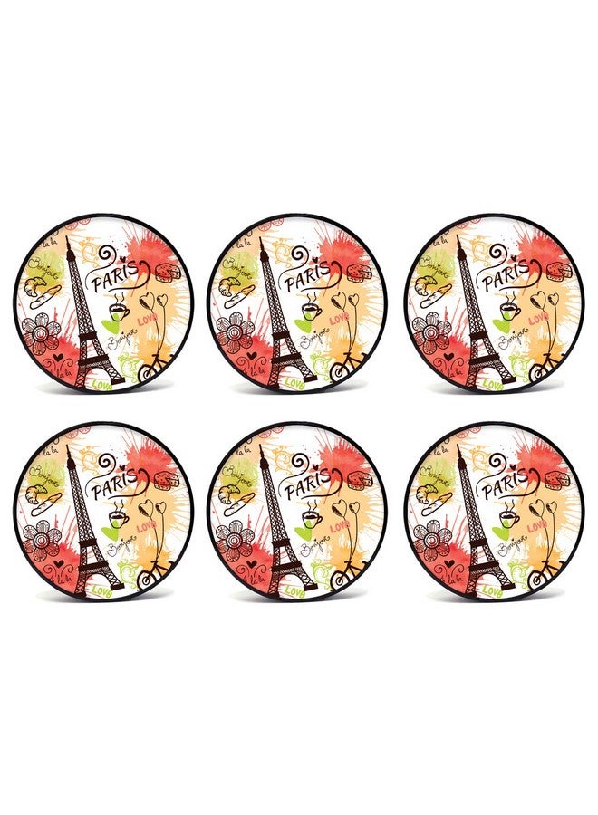 Tinywalk Doodle Travel Coasters Wooden Printed Coaster (4X4) inch Set of 6 Pieces - Image 1