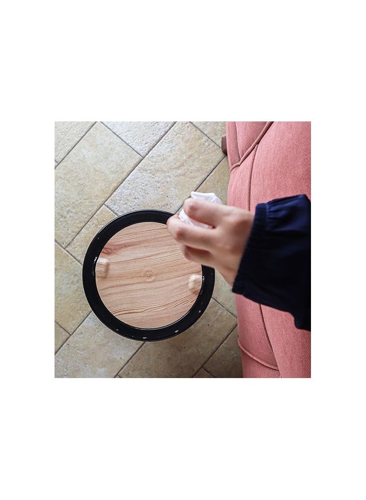 Decoration Trash Can, Creative Sliding Lid and Wooden Legs, Black  - Image 3