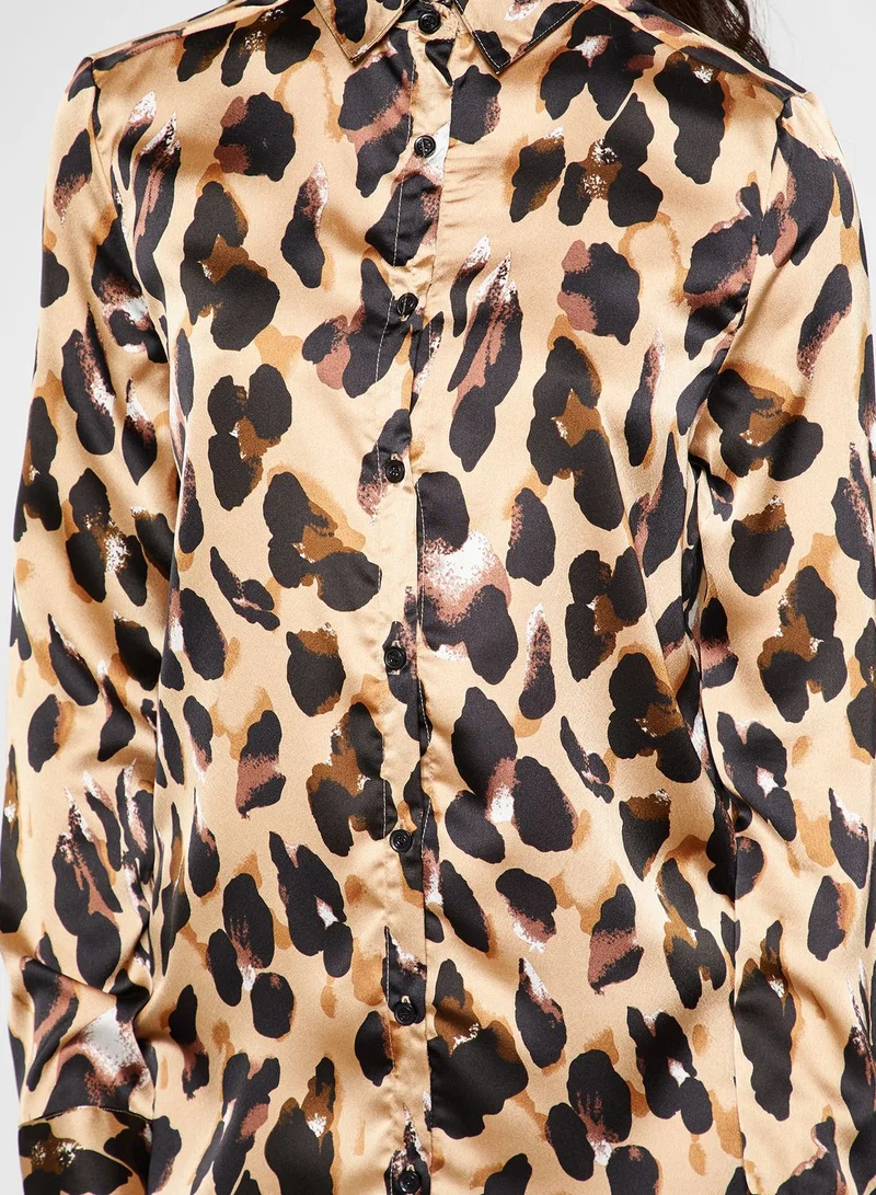 Missguided Leopard Print Shirt Dress