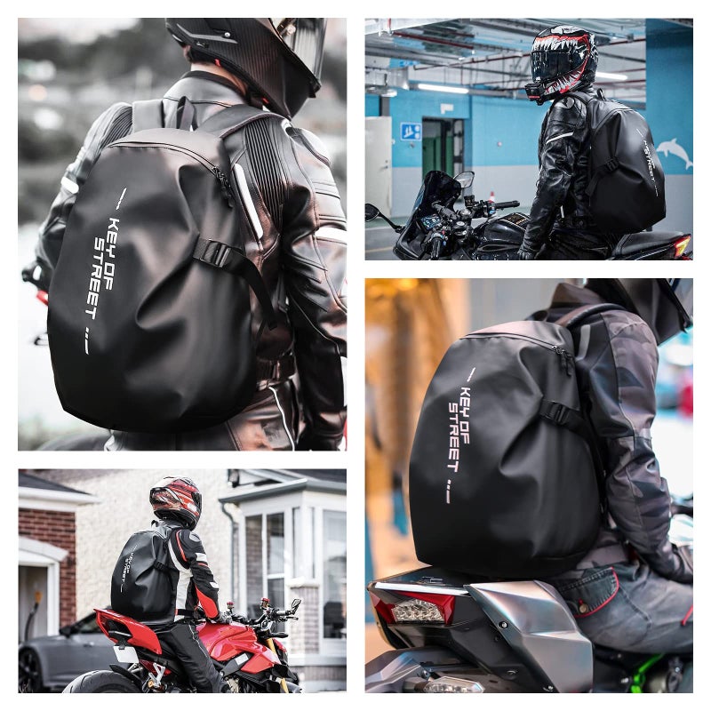 WEPLAN Motorcycle Backpacks for Men and women,Waterproof Helmet Backpack,Motorcycle Dirt Bike Accessories,motorcycle gear Seat Bag Tail Bag - Image 2