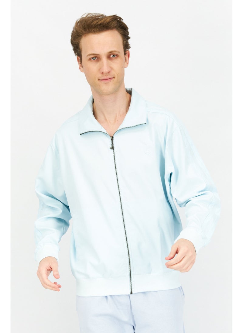 Adidas Men Sportswear Fit Full Zip Embroidered Logo Track Jacket, Light Blue  - Image 1