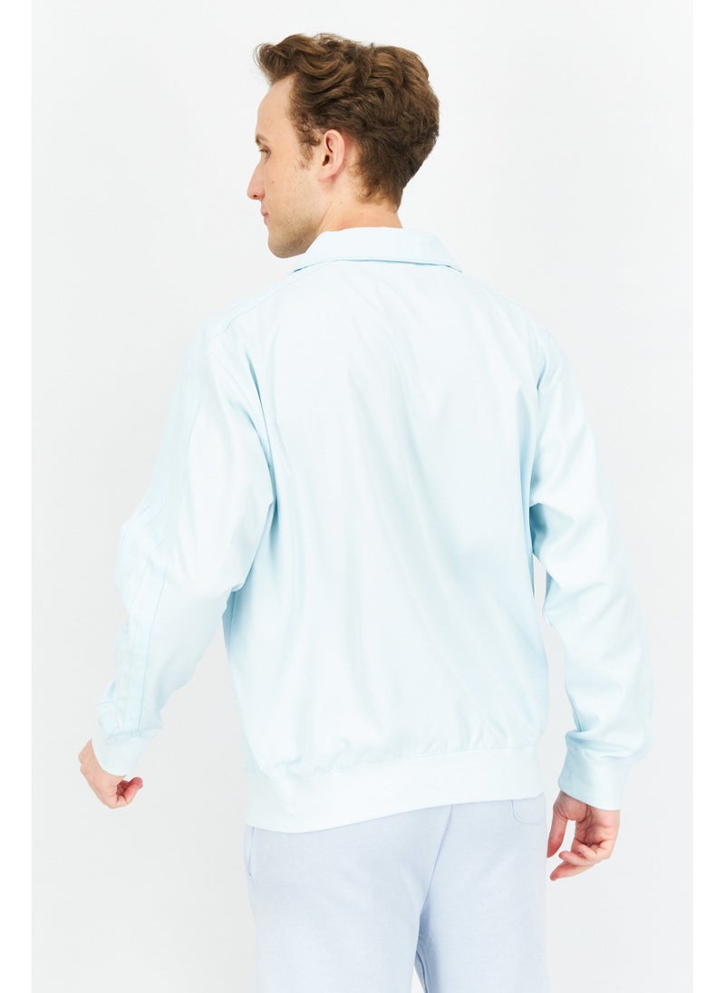 Adidas Men Sportswear Fit Full Zip Embroidered Logo Track Jacket, Light Blue  - Image 4