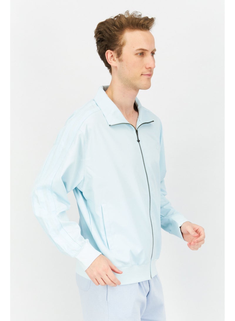 Adidas Men Sportswear Fit Full Zip Embroidered Logo Track Jacket, Light Blue  - Image 3