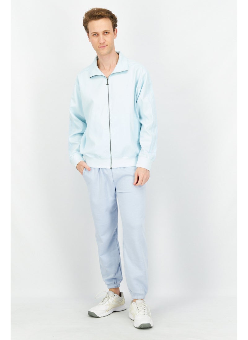 Adidas Men Sportswear Fit Full Zip Embroidered Logo Track Jacket, Light Blue  - Image 2