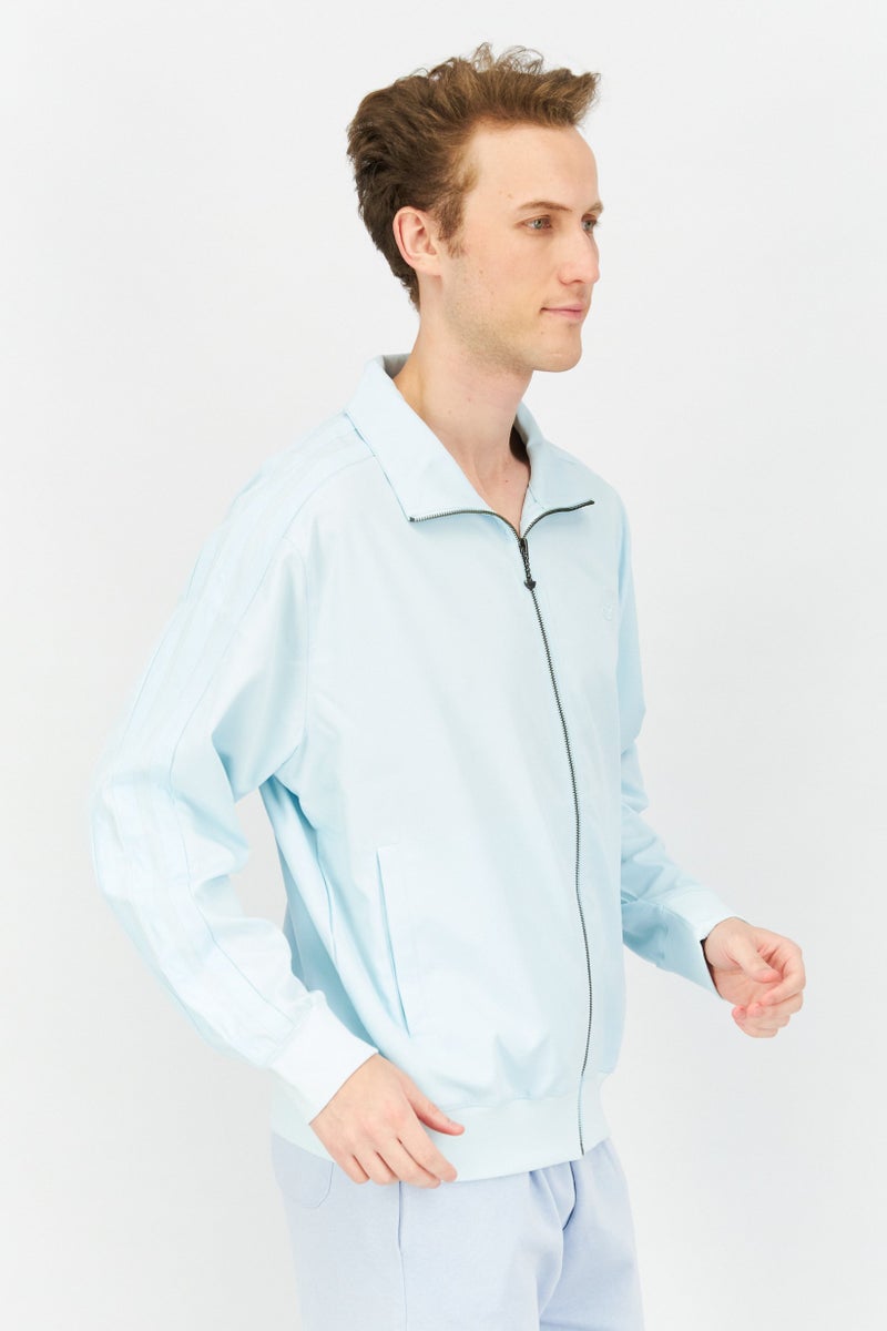 Adidas Men Sportswear Fit Full Zip Embroidered Logo Track Jacket, Light Blue  - Image 3