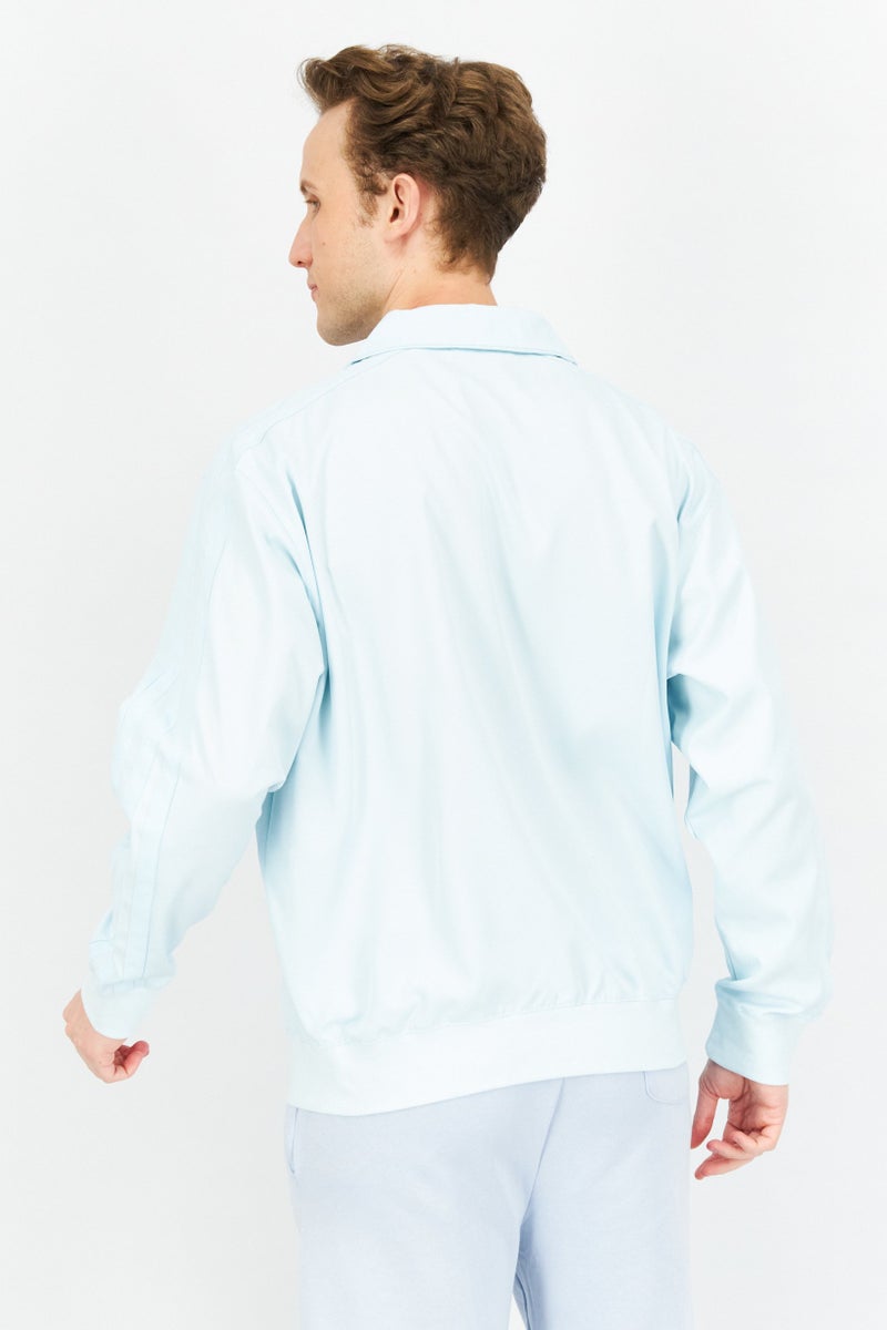 Adidas Men Sportswear Fit Full Zip Embroidered Logo Track Jacket, Light Blue  - Image 4