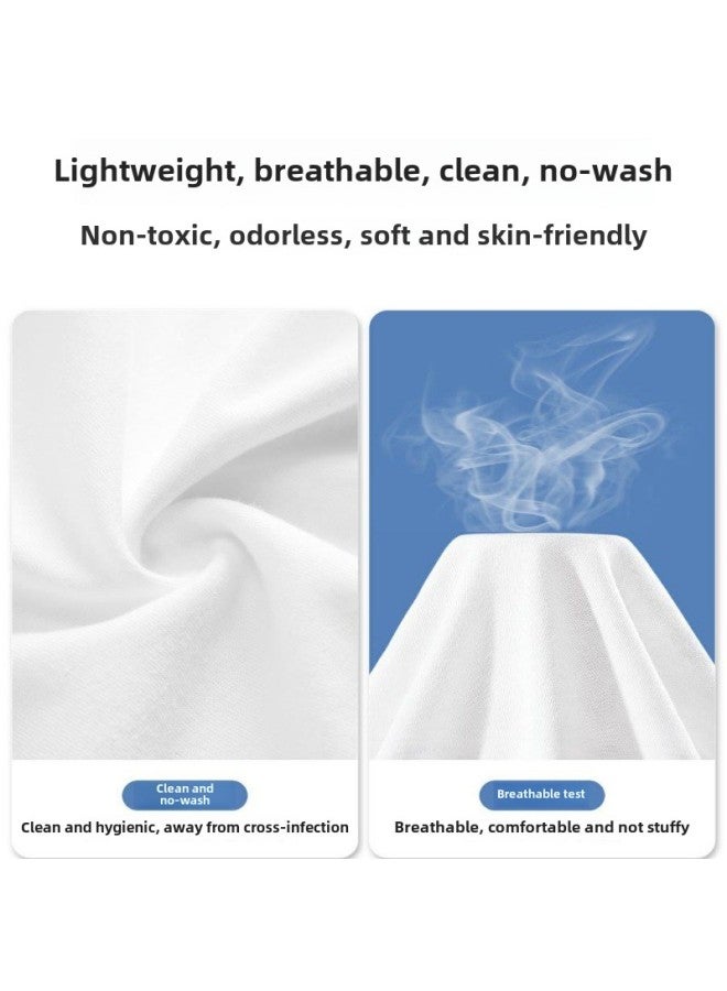 طقم مكون من أربع قطع للاستخدام مرة واحدة، ملاءات سرير سميكة وموسعة وأغطية لحاف، طقم ملاءات سرير معقمة لا تحتاج إلى غسيل ومقاومة للأوساخ للاستخدام مرة واحدة مكون من أربع قطع - اللون: بدلة مزدوجة - Image 4