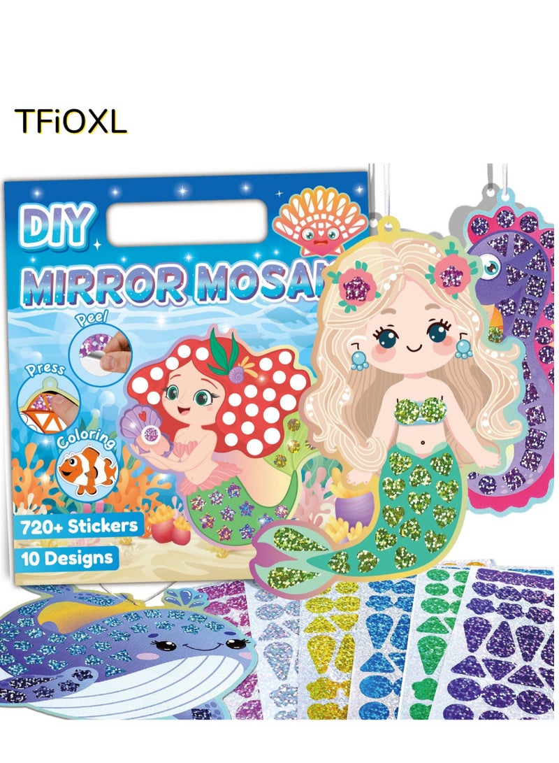 TFiOXL Mosaic Foil Stickers Craft Kits for Kids -Mermaid and Ocean DIY Party Favors Craft Activity,Travel Toys,Easter Basket Stuffers,Birthday Gifts for Girls Boys - Image 1