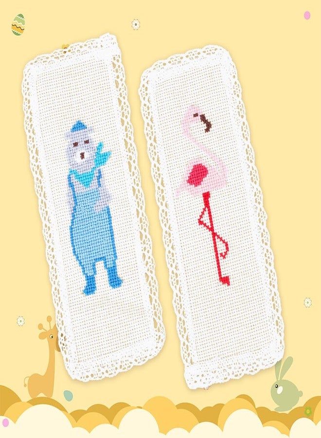 NBEADS 10 Pcs Book Marker Cross Stitch, Aida with Cotton lace Edge Embroidery DIY Bookmark Kit DIY Blank Bookmark - Image 4