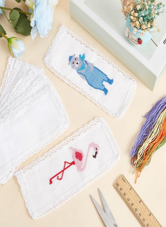 NBEADS 10 Pcs Book Marker Cross Stitch, Aida with Cotton lace Edge Embroidery DIY Bookmark Kit DIY Blank Bookmark - Image 5