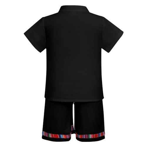 AWIBMK Baby Boys Mexican Outfit Short Sleeve Button Down Embroidery Colorful Detail Guayabera Shirt and Shorts Toddler Kids Traditional Ethnic Wear Cinco De Mayo Fiesta 2 Pieces Clothes - Image 4