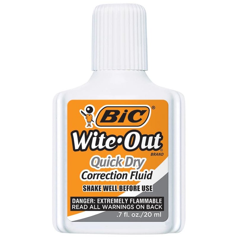 BIC Wite-Out Quick Dry Correction Fluid, 20mL, White, Goes on Easy with A Reduced Dry Time, 1-Count Pack - Image 5