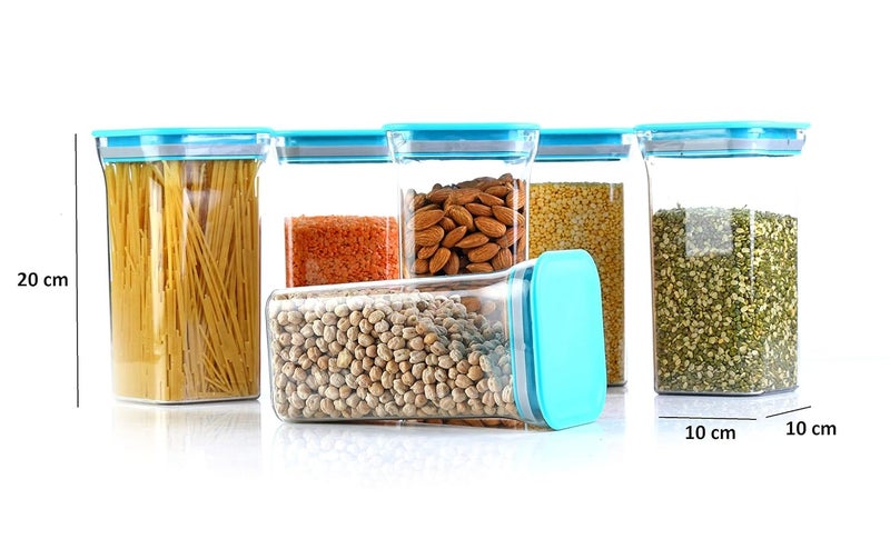 Machak Plastic Unbreakable Air Tight Food Storage Jar Kitchen Container Set Blue 4 Pc - Image 4
