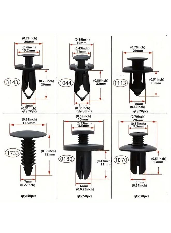 1 Set 190pcs Car Fixing Clips 6 Sizes Automotive Plastic Fasteners For Truck Motorcycle Fender - Image 3
