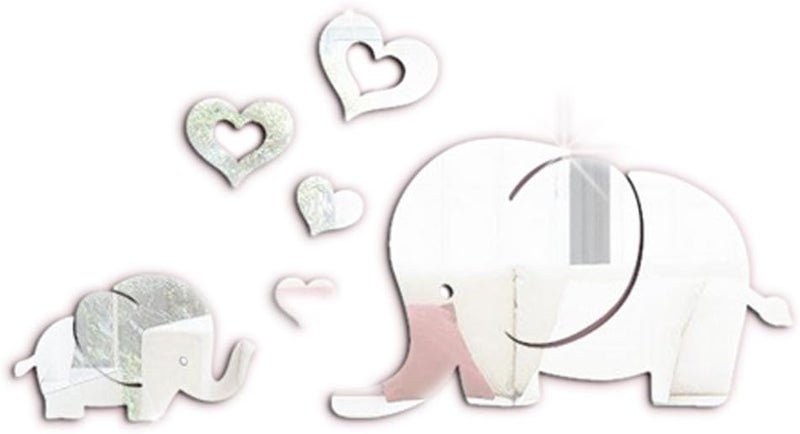 TPGP VORCOOL Elephant Hearts 3D Mirror Wall Sticker for Nursery Decoration - Image 4