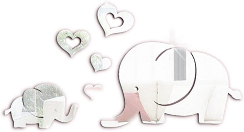 TPGP VORCOOL Elephant Hearts 3D Mirror Wall Sticker for Nursery Decoration - Image 1