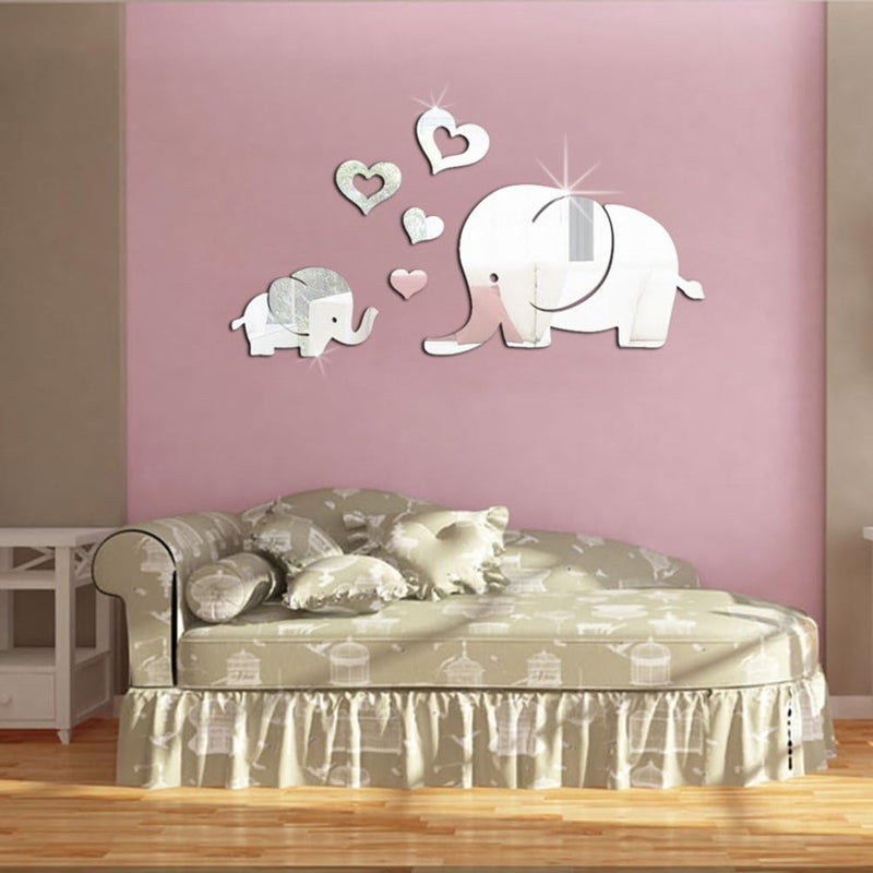 TPGP VORCOOL Elephant Hearts 3D Mirror Wall Sticker for Nursery Decoration - Image 2