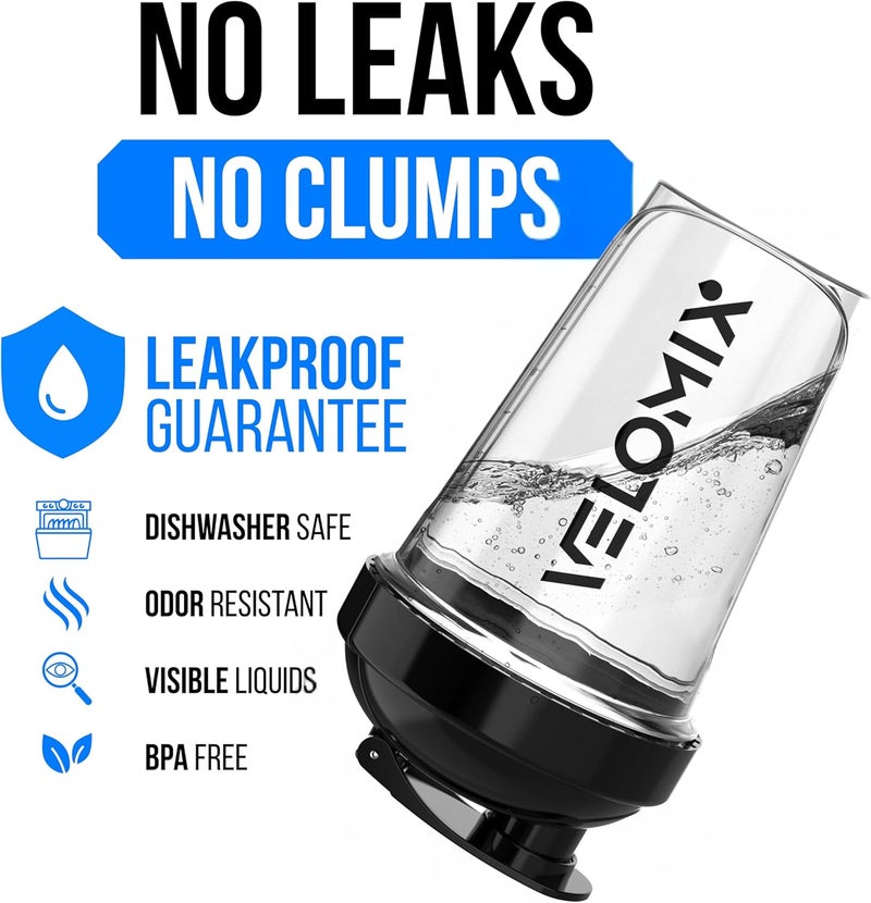 VELOMIX -2 Pack- 20 oz Protein Shaker Bottles for Protein Mixes - 2x Wire Whisk | Leak Proof Shaker Cups for Protein Shakes and Pre Workout | Protein Shaker Bottle Pack | Protein Mixer Cup (Clear Prime) - Image 3