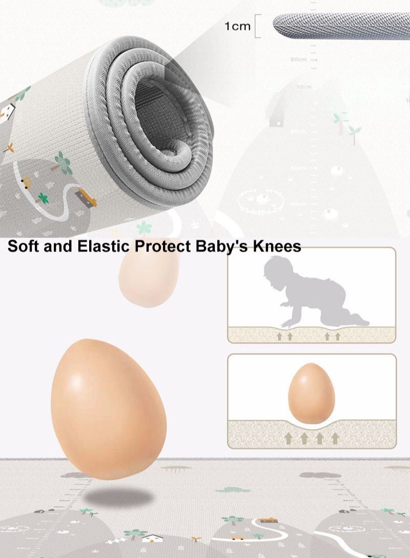 مس تيارا سجادة زحف للأطفال، 200*180*1 سم، سجادة أرضية غير سامة، سجادة لعب مزدوجة الجوانب مقاومة للماء للأطفال الصغار من الأولاد والبنات - Image 2