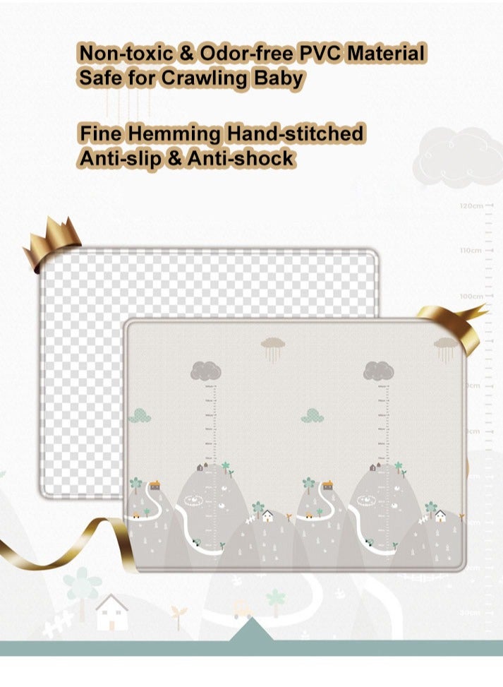 مس تيارا سجادة زحف للأطفال، 200*180*1 سم، سجادة أرضية غير سامة، سجادة لعب مزدوجة الجوانب مقاومة للماء للأطفال الصغار من الأولاد والبنات - Image 3