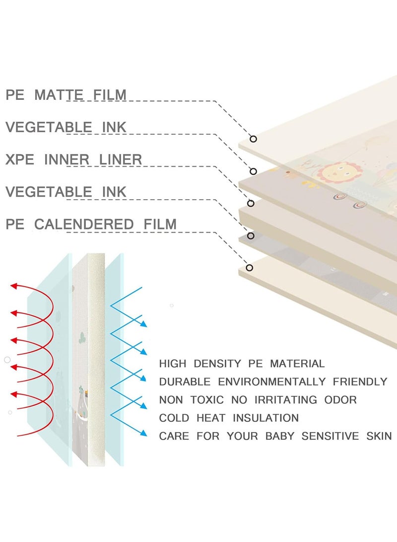 مس تيارا سجادة زحف للأطفال، 200*180*1 سم، سجادة أرضية غير سامة، سجادة لعب مزدوجة الجوانب مقاومة للماء للأطفال الصغار من الأولاد والبنات - Image 4