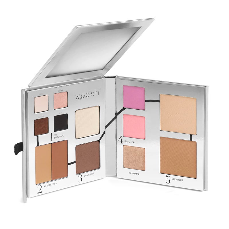 Woosh Beauty, Fold out Face Original Makeup Palette, Travel, All in One, Neutral Cream & Powder (#3 Medium) - Image 1