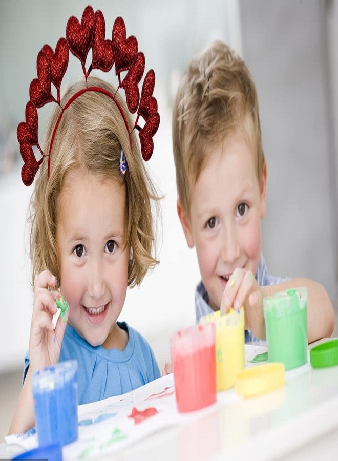 Threetols طقم ثريتولز مكون من قطعتين من عصابات الرأس اللامعة على شكل قلب للنساء، عصابات رأس مزينة بالترتر لعيد الحب، مستلزمات حفلات عيد الحب وحفلات الزفاف والعطلات (أحمر وردي) - Image 5