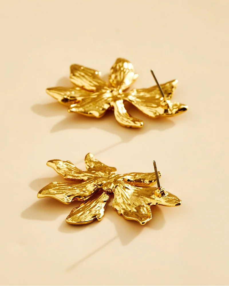 REDTAG Women Gold Floral Earrings