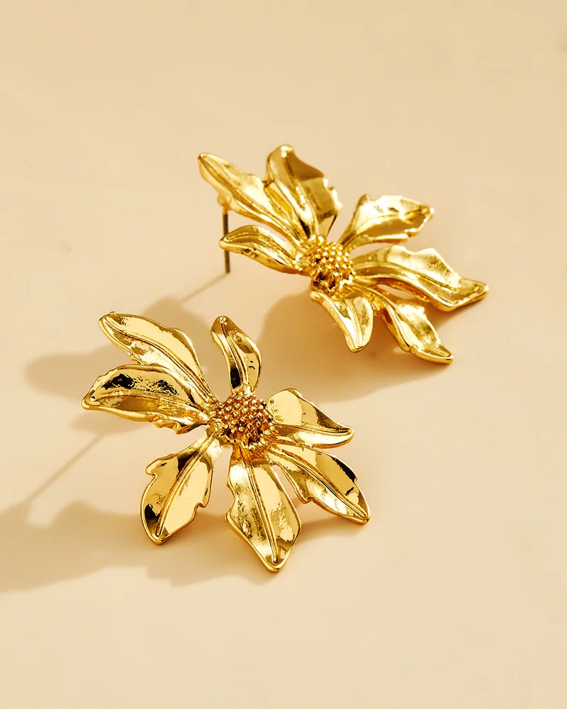 REDTAG Women Gold Floral Earrings