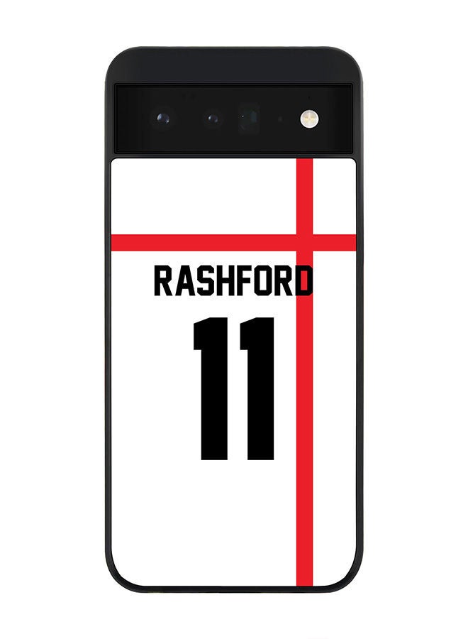 Stylizedd Rugged Black edge case for Google Pixel 6 5G Slim fit Soft Case Flexible Rubber Edges Anti Drop TPU Gel Thin Cover - Football Team - England Player Name - Rashford - Image 1