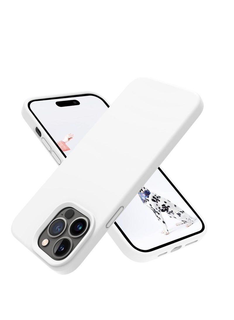 Generic - Compatible with iPhone 14 Pro (6.1 Inch) Case, Liquid Silicone Case, Full Body Protective Cover, Shockproof, Slim Phone Case, Anti-Scratch Soft Microfiber Lining (White) - Image 1