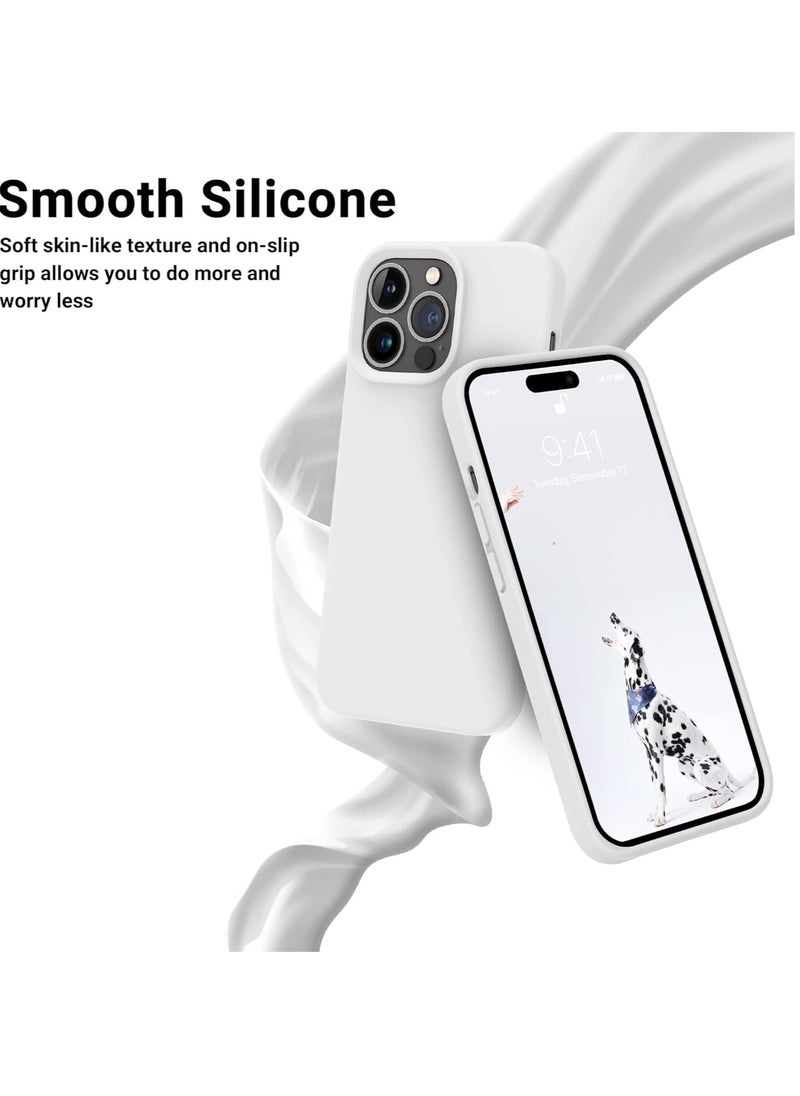 Generic - Compatible with iPhone 14 Pro (6.1 Inch) Case, Liquid Silicone Case, Full Body Protective Cover, Shockproof, Slim Phone Case, Anti-Scratch Soft Microfiber Lining (White) - Image 1