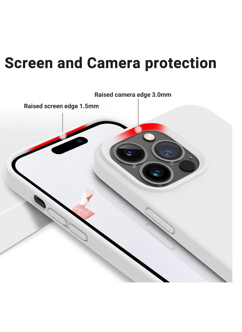 Generic - Compatible with iPhone 14 Pro (6.1 Inch) Case, Liquid Silicone Case, Full Body Protective Cover, Shockproof, Slim Phone Case, Anti-Scratch Soft Microfiber Lining (White) - Image 1